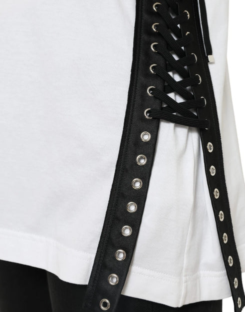Dolce & Gabbana White Cotton 2000 Fashion Print Logo T-shirt